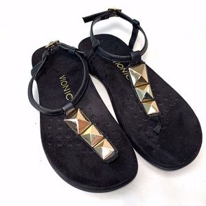 Vionic Nala T-Strap Sandal 6 M Orthopedic Studded